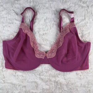 Victoria's Secret Tease Unlined Demi Bra Pink Mesh Sheer Salmon Lace 38D NWT